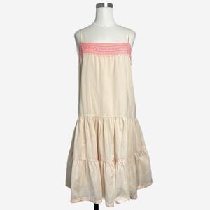Jcrew Beige Embroidered Siesta Drop Waist Mini dress tiered neon boho preppy M